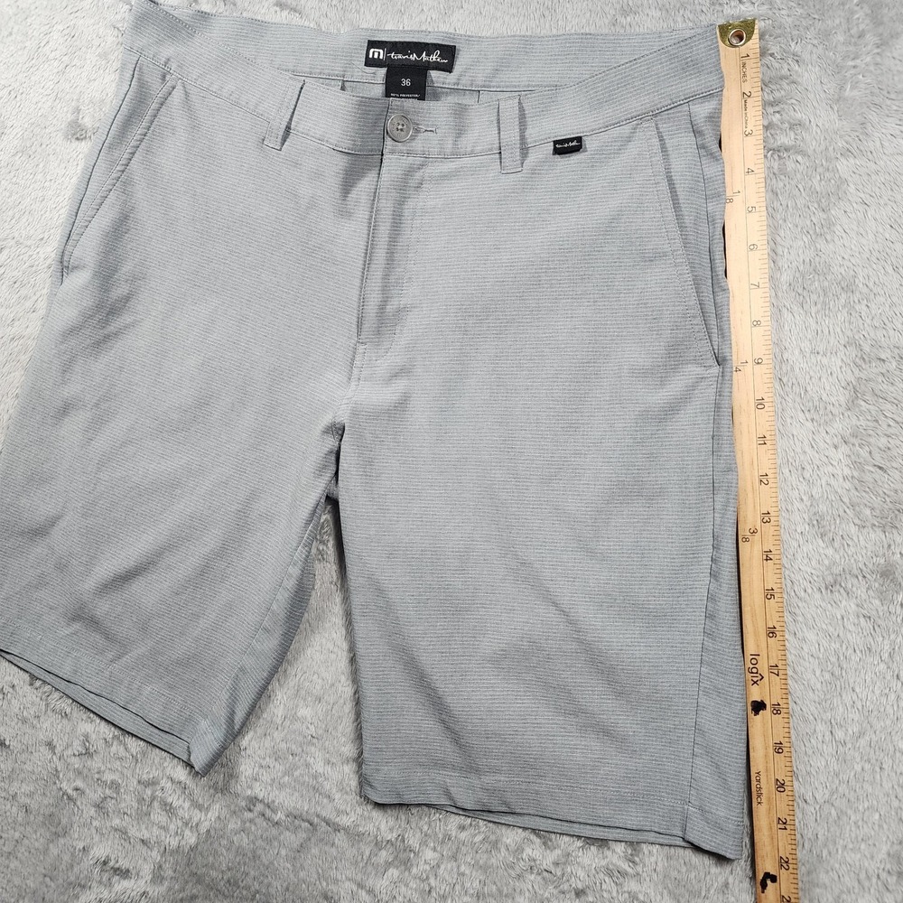 Travis Mathew Shorts Mens 36 Gray Microstripe 10" Inseam Stretch Chino Golf - Picture 3 of 8